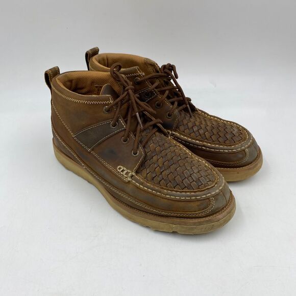Twisted X Shoes Twisted X Mens 85m Brown Leather Weave Top Moc Soft